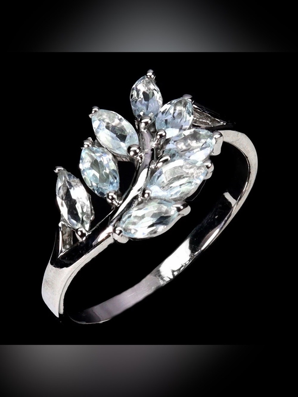 Stunning Genuine Sky Topaz marquise cut in 925 Sterling Silver Ring Sz 8